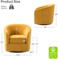 thumbnail image 2 of Swivel Accent Chair with Gold Metal Base, Contemporary Velvet Curved Swivel Barrel Chair, Upholstered Club Armchair, Leisure Single Sofa for Living Room, Nursery, Bedroom(Ivory), 2 of 9