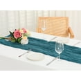 thumbnail image 6 of REGALWOVEN 6 Pack Table Runners Crinkle Fabric Table Banners for Party Home Decor Blue 35'x118', 6 of 6