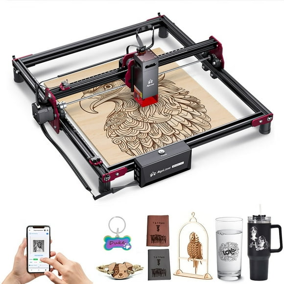 Algo KIT Bricolage Mini Graveur Puissance de Sortie 5W, Machine de Découpe et de Gravure 200mm/s pour Bricolage Bois Métal Verre Cuir, Contrôle via Application Wi-Fi pour Débutants