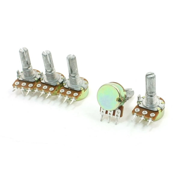 Unique Bargains 5pcs 250K ohm 3 Pins Pots 6mm Split Shaft Single Turn Potentiometers