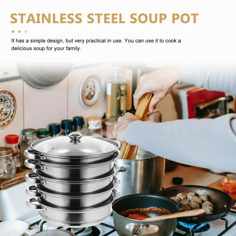 5 Steamer Pans Tier Premium Stainless Steel Steamer Set Cookware Pot Sauce  Pot Multi-Layer Steam Food Pot Boiler Steamer Cookware 