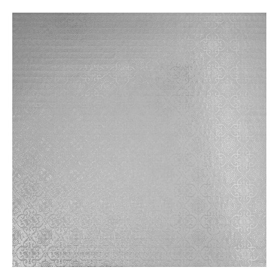 O'Creme Silver Wraparound Square Cake Pastry Drum Board 1/4 Inch Thick, 16 Inch x 16 Inch - Pack of 10