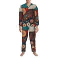 thumbnail image 3 of Naloa Sunflower Bald Eagle Men’s Pajamas Set - Long Sleeve Button Down Sleep Shirt and Pajama Bottoms Sleepwear Set-Small, 3 of 7