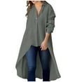 thumbnail image 2 of HaoXianJian Casual Womens Long Sleeve Button Up Long Tops Solid Collar Neck Shirts Going Out Tops Trendy T-Shirts Blouses Fall Spring Sweatshirt Basic Tees Loose Fits for Women, 2 of 6