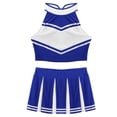 thumbnail image 3 of YiZYiF Women 2 Piece Cheer Leader Uniform Set Crop Top with Pleated Mini Skirt Cheerleading Outfit Blue L, 3 of 7
