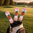 thumbnail image 2 of Uorisanigo Golf Club Head Cover Set of 3, Waterproof Golf Driver Fairway Wood Hybrid Headcover Head Cover, Funny PU Leather Red Strawberry Headcover, Keep Clubs Dry and Clean, 2 of 7