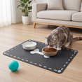 thumbnail image 6 of Pet Feeding Mat, 23.6inX15.7in Waterproof Quick-Dry Dog Cat Bowl Mat with Bone & Paw Print, Non-Slip, Black, 6 of 6