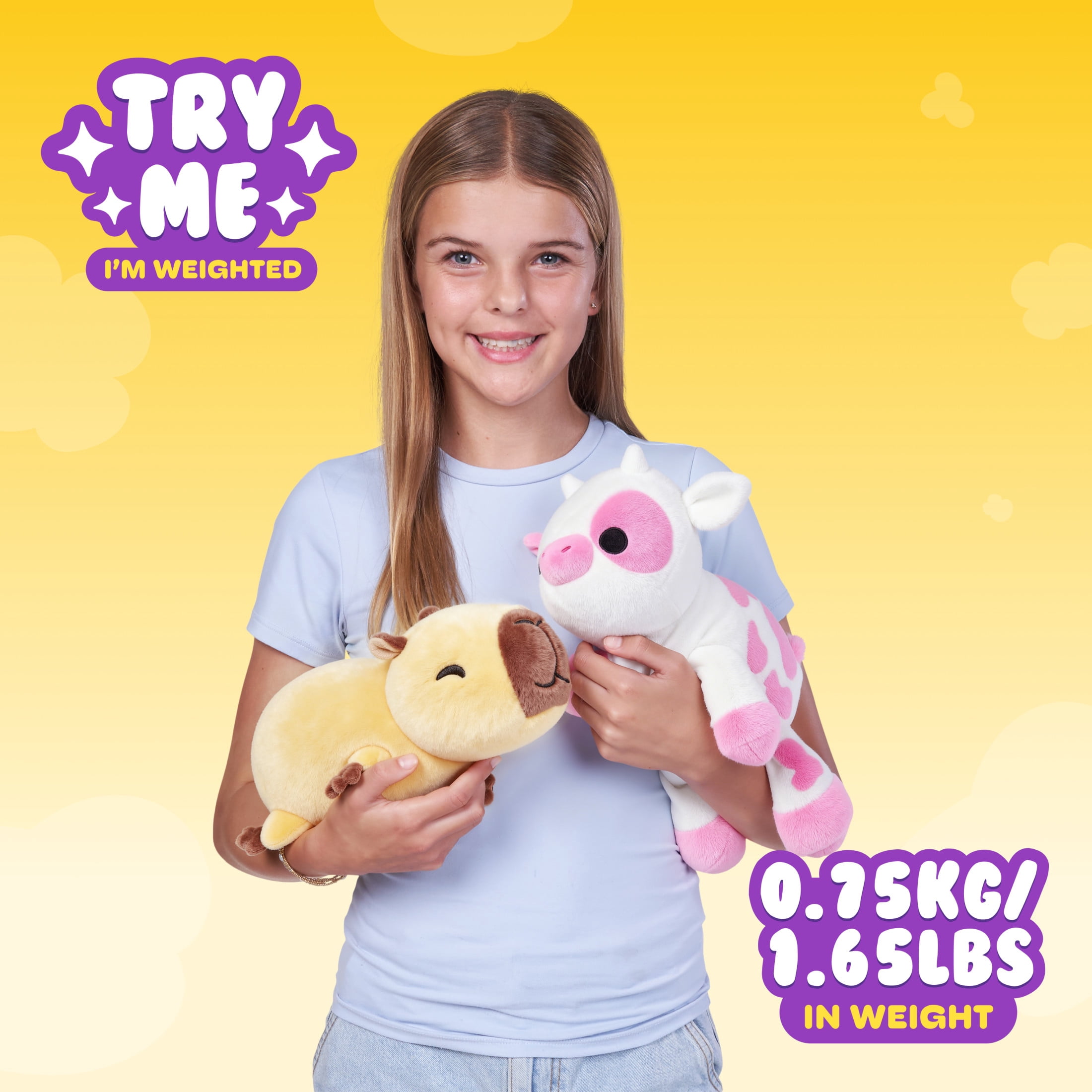 Hug a Lumps Small 1.65 lbs Connie the Capybara Weighted Plush, Soft Stuffed Animal Toy by ZURU