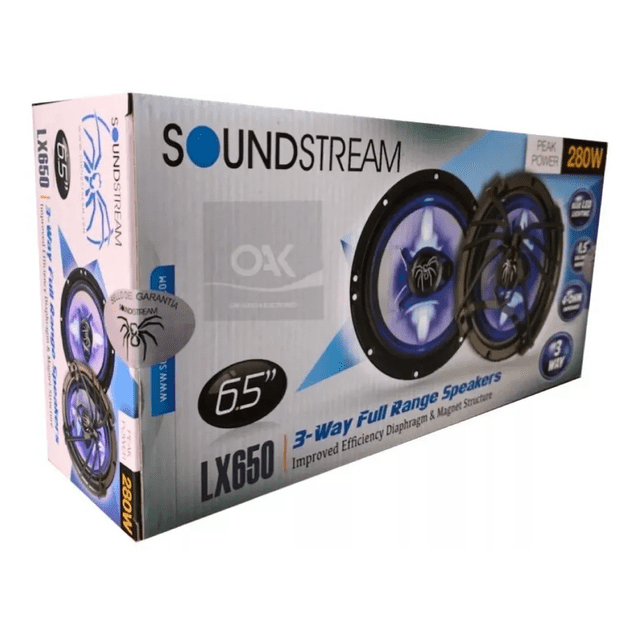 Par DE Bocinas Soundstream 3 Vias LX650 Iluminacion LED 280W 6.5