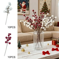 MORESEC XUld Home 10-Pack Christmas Berry Cutting Decorations Artificial Red White Snowflakes for Trees Garlands 22cm Christmas Ornaments