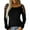 Black, variant on Pntutb Women's Long Sleeve Hot Drilling Solid Hollow Out O-Neck T-Shirt Blouse Tops