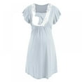 thumbnail image 2 of Women Maternity 3 in 1 Delivery/Labor/Nursing Nightgown Short Sleeve Pleated Maternity Sleepwear for Breastfeeding Hospital Sleep Dress,,S-2XL, 2 of 6