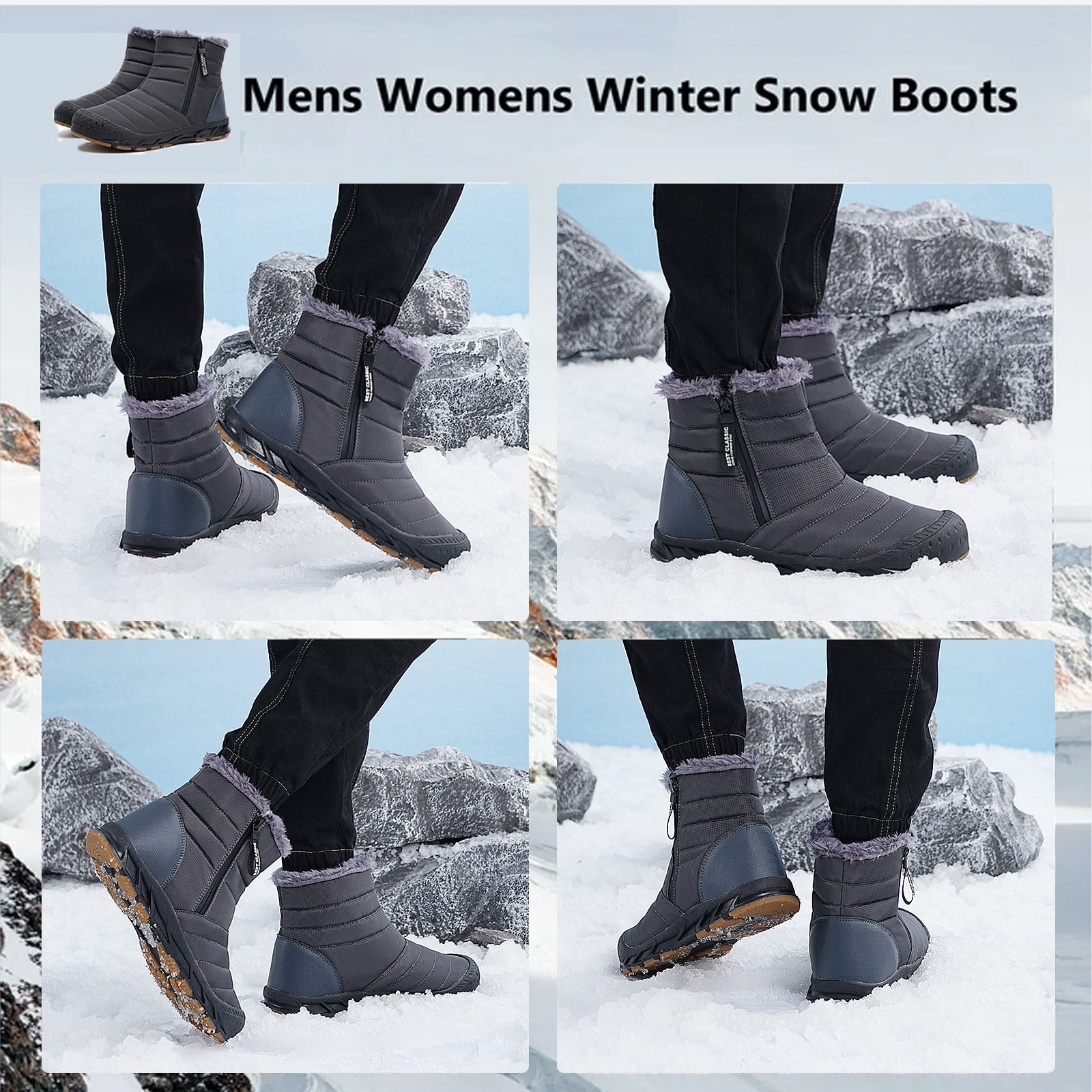 Cyiecw Snow Boots for Men Women Waterproof Lightweight Trekking Boots Anti-slip Winter Boot Outdoor Comfortable Warm Fur Lined Hiking Shoes