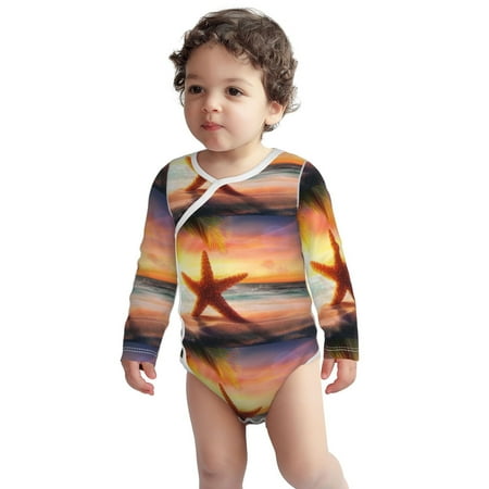 

Fotbe Starfish Sunset Sea Beach Pattern Unisex-baby Long-sleeve Bodysuit Long Sleeve Bodysuits One-piece 100% Organic Cotton for Infant Baby Boys Unisex-6 Months