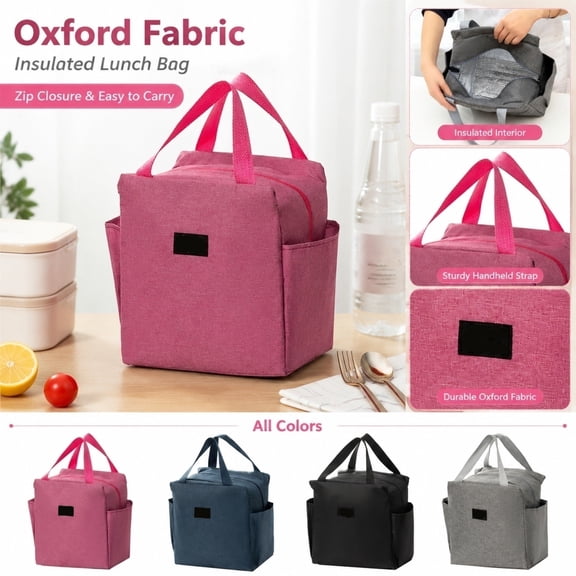Picnic Bag, Lunch Bag Insulated, Tote Bag with Lunch Compartment, Navy Insulated Lunch Tote, Water-Resistant Oxford Zipper Handheld 10X10X5.5 Inch Reusable Tote Lunch Bag for Meal