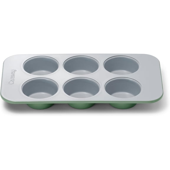 Caraway Nonstick Ceramic 6 Cup Muffin Pan – Oven Safe – Aluminized Steel Core – Small Muffin Pan for Baking Cupcakes, Muffins & More - Sage