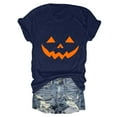 thumbnail image 5 of larppty Spooky Cute Halloween Shirt: Women's Ghost Pumpkin Graphic Fall Fashion T-Shirt (Navy, XXL), 5 of 5