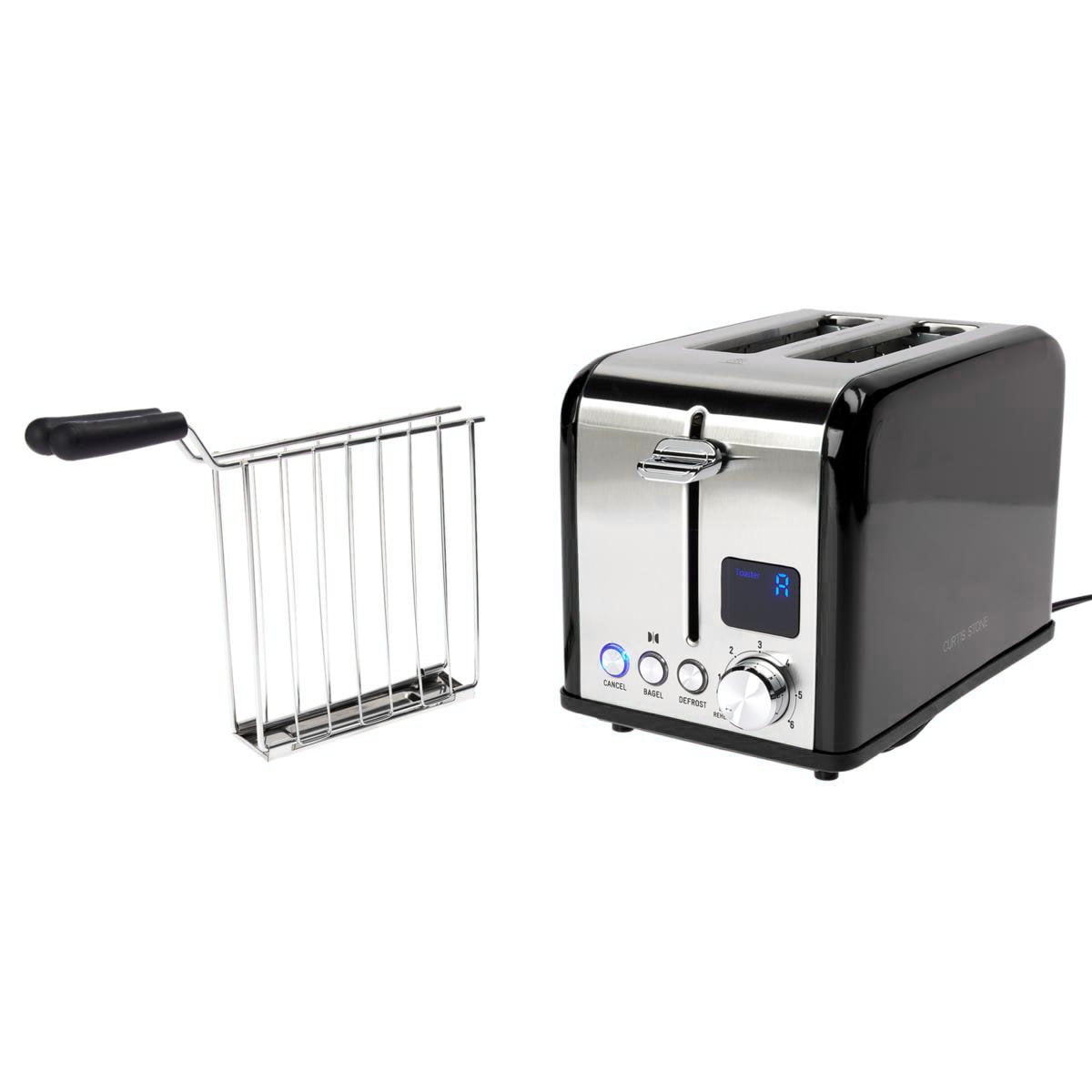 Curtis Stone Digital 2-Slice Toaster with Sandwich Cage Restored Black