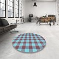thumbnail image 4 of Ahgly Company Machine Washable Indoor Round Transitional Blue Diamond Blue Area Rugs, 5' Round, 4 of 7