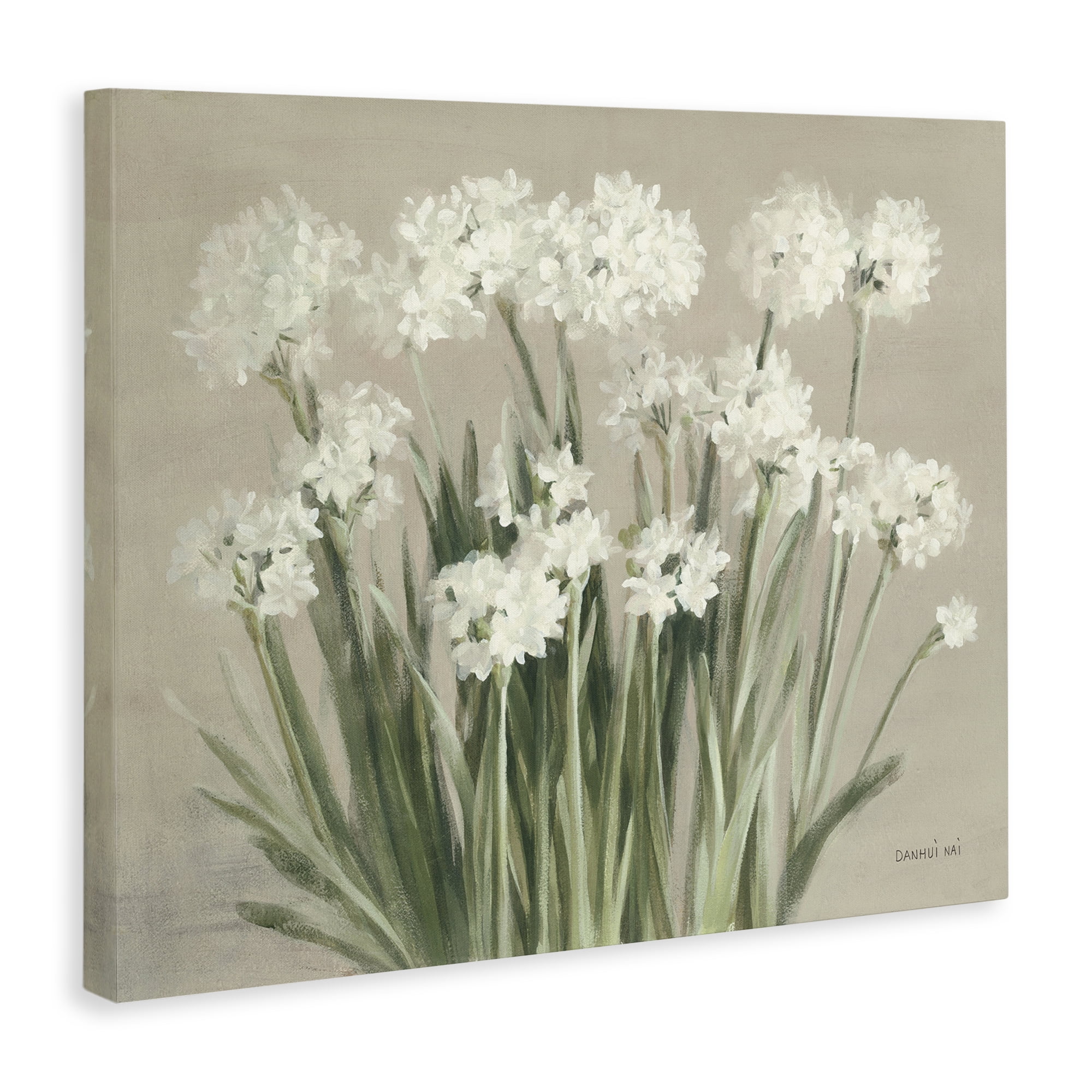 Stupell Industries Snowy Floral Paperwhites Botanical & Floral Painting Gallery Wrapped Canvas Art Print Wall Art, 30 x 24