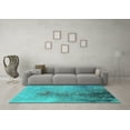 thumbnail image 3 of Ahgly Company Indoor Square Oriental Turquoise Blue Industrial Area Rugs, 5' Square, 3 of 4