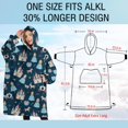 thumbnail image 4 of Oversized Wearable Blanket Hoodie,Dark Blue Princess Castle Pattern Sherpa Blanket Hoodie with Super Pockets,Super Warm Fuzzy Pullover for Women & Men, 4 of 6