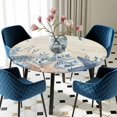 thumbnail image 5 of Elastic Fitted Round Tablecloth, Blue Starfish Coastal Waterproof Stretch Table Cover for 36"-44" Tables, Eucalyptus Summer Nautical Shell Retro Washable Outdoor Tablecloths for Patio, Picnic, 5 of 9