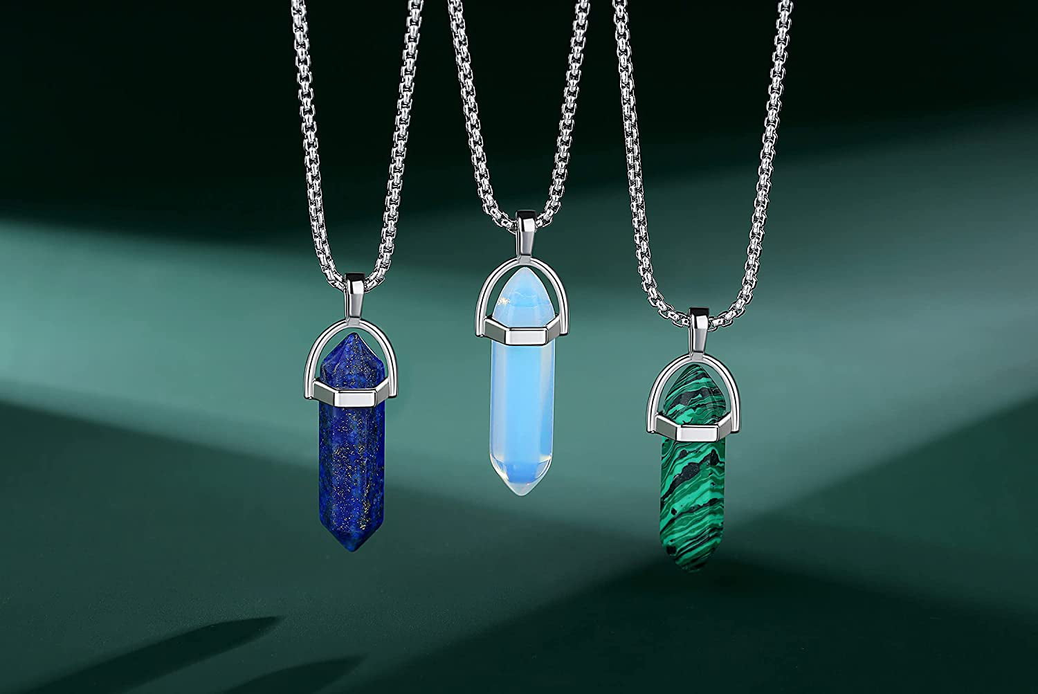 Natural Stone Lock Pendant Necklace For Women Men Healing Crystals Padlock  Necklaces Opal Quartz Fashion Jewelry