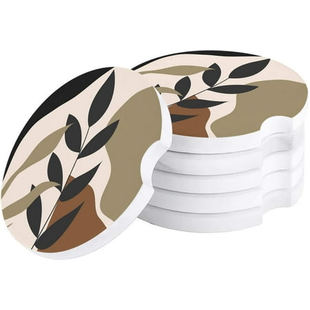 

ZHANZZK Tropical Plant Pattern Leaf Silhouette Set of 4 Car Coaster for Drinks Absorbent Ceramic Stone Coasters Cup Mat with Cork Base for Home Kitchen Room Coffee Table Bar Decor