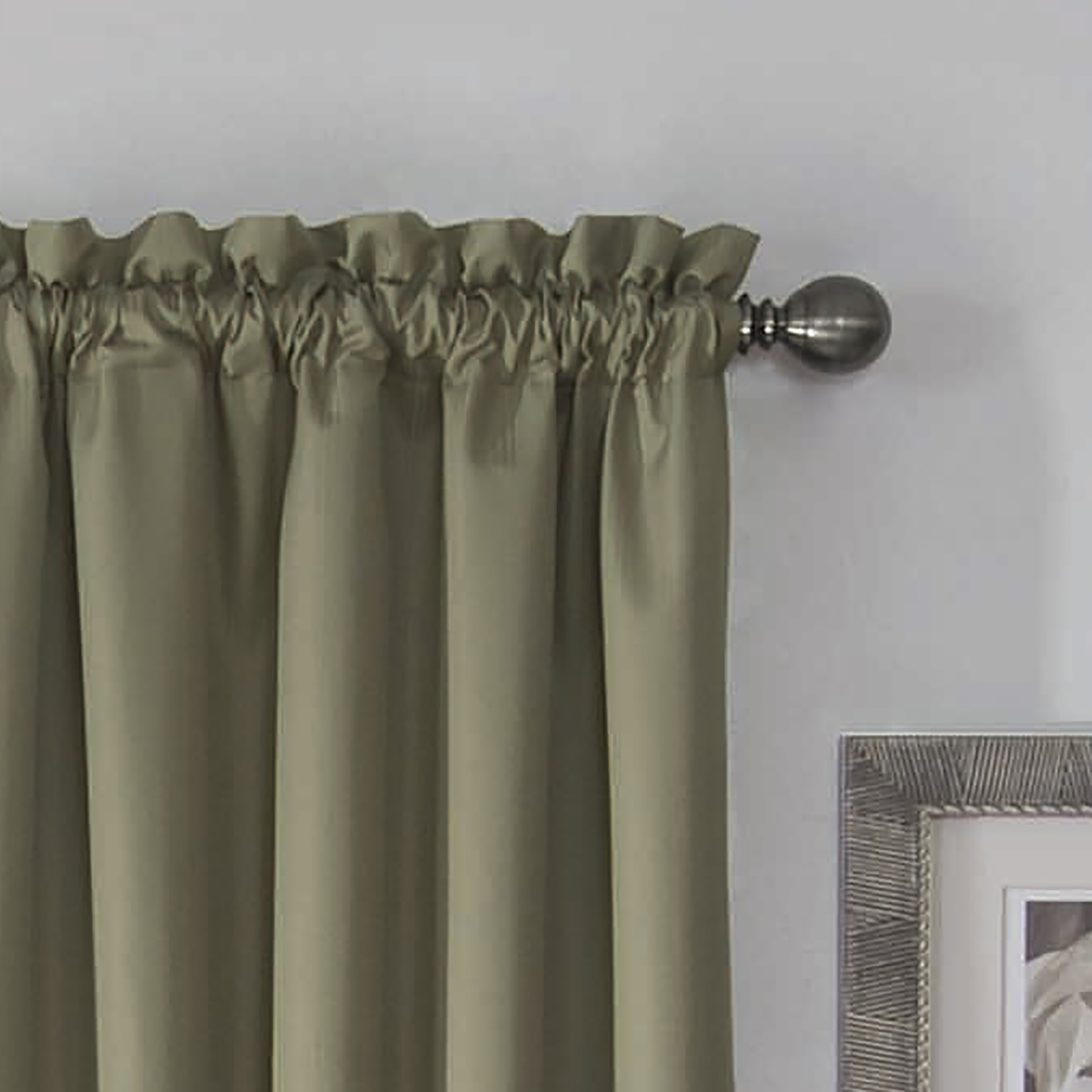 Eclipse Corinne Blackout Rod Pocket Single Window Curtain Panel, Olive Green, 42 x 63