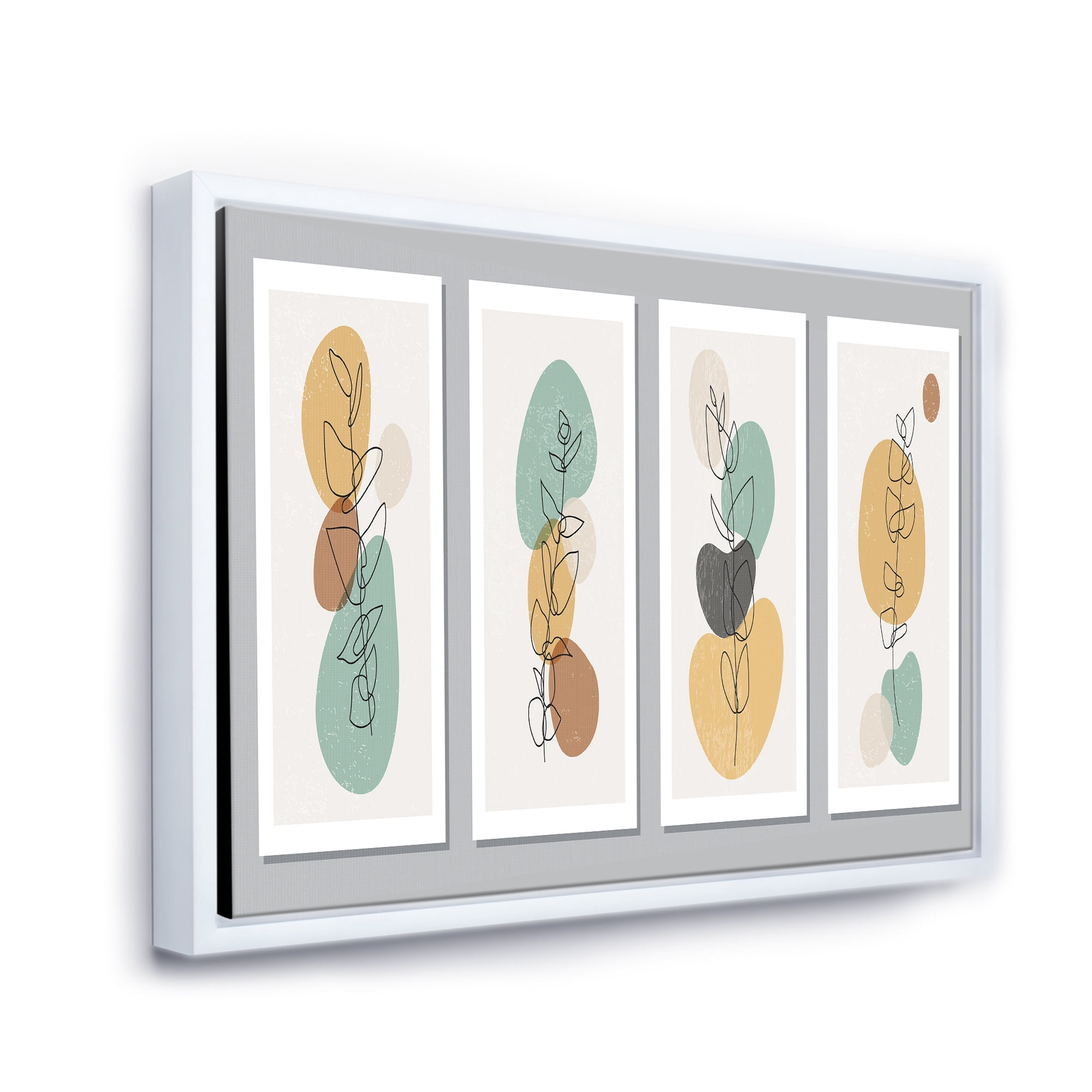 Designart 'Compostion Minimalistic of Organic Shapes III' Modern Framed Canvas Wall Art Print