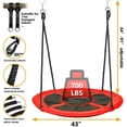 thumbnail image 3 of Hishine 43" 700LBS Saucer Tree Swing for Kids, Waterproof Flying Saucer Swing with A Swivel, Hanging Straps, Adjustable Ropes, Round Mat Spinner Swing for indoor/playground swing set, Red, 3 of 10