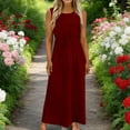 thumbnail image 4 of aohooy Summer Dresses for Women 2026 Maxi Tank Dresses Crew Neck Empire Waist Long Flowy Pleated A Line Sleeveless Sundresses Red,M, 4 of 7