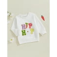 thumbnail image 5 of Toddler Baby Girl Easter Outfit Sequin Letter Embroidery Long Sleeve Crewneck Sweatshirt Tops Cute Spring Clothes, 5 of 8