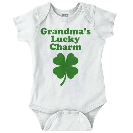 

Grandmas Luck Charm St Paddys Day Romper Boys or Girls Infant Baby Brisco Brands NB
