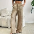 thumbnail image 4 of DHFJKG Metallic Pants For Women Glitter Drawstring Waist Loose Fit Wide Leg Trousers Summer Going Out Clothes Comfortable Trousers, 4 of 7