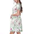 thumbnail image 2 of Rocae Lilies Flowers for Dresses Summer Casual Ruffle Short Sleeve Cute Crew Neck Flowy Dress with Pockets, 2 of 6