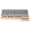 thumbnail image 2 of vidaXL 5 Piece Garden Lounge Set with Cushions Solid Wood Pine, 2 of 12