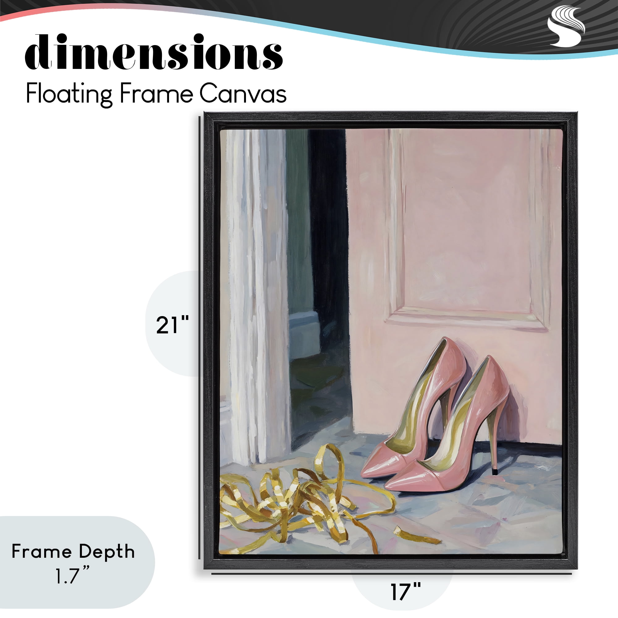 Stupell Industries Pink High Heels & Tinsel Black Framed Floater Canvas Wall Art, design by The Prints Vibe