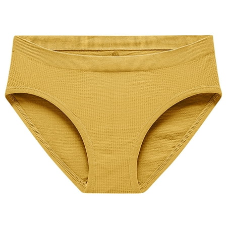 Bigersell High Waist Underwear Women Clearance Womens Plus Size Underwear Briefs Panty Style P-1692 Polyester Cheeky Panties Ladies Thongs Briefs High Waist Women s Panties Yellow M