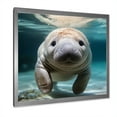 thumbnail image 2 of Designart "Manatee's Curious Gaze III" Animals Framed Wall Art Decor - Modern Blue Manatee Entryway Framed Wall Art, 2 of 6
