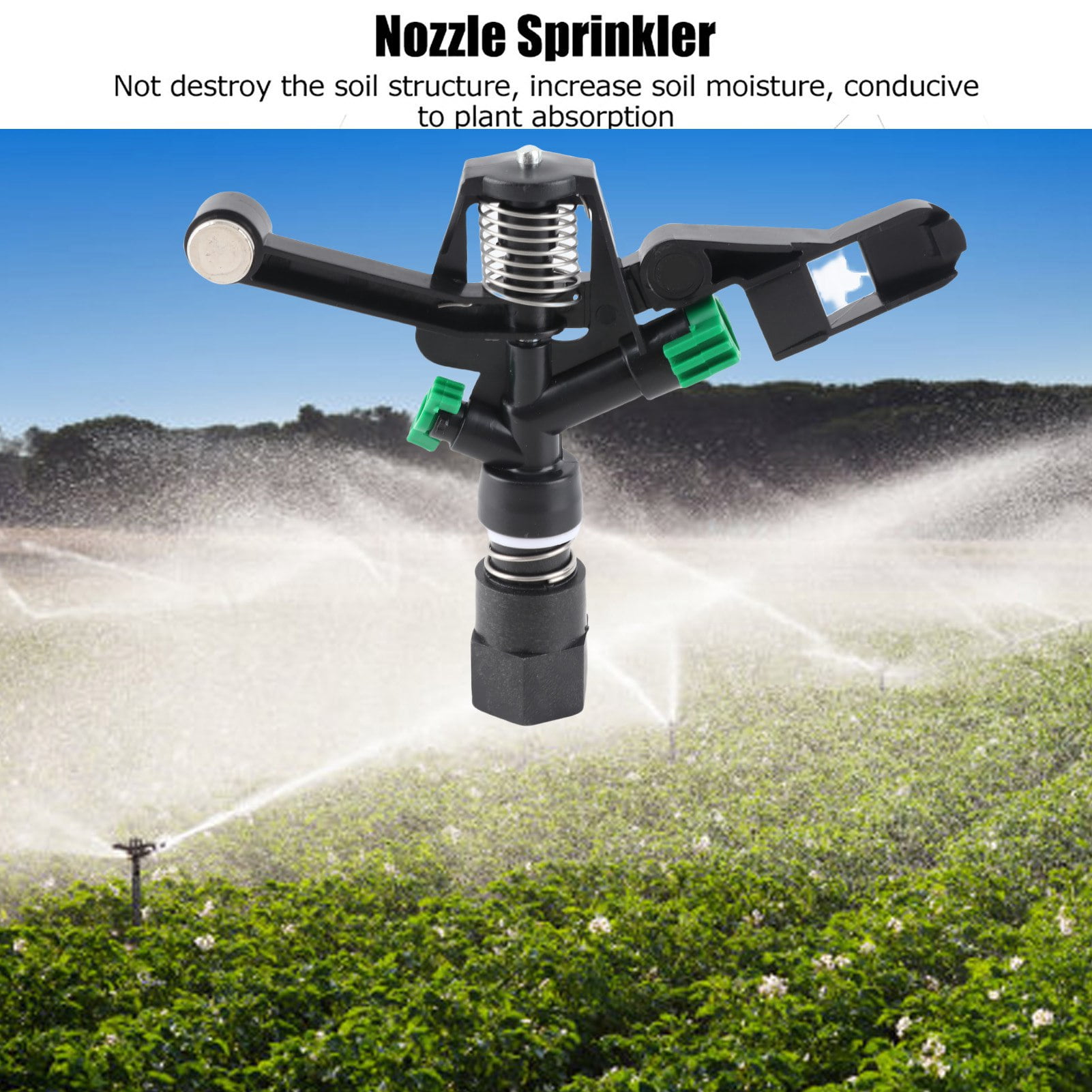 BIMZUC 5Pcs 3/4in DN20 Rotating Sprinkler Rocker Nozzle, High-Performance Garden Lawn Irrigation System for Large Area Agricultural Watering (32.8-65.6ft Spray Diameter)