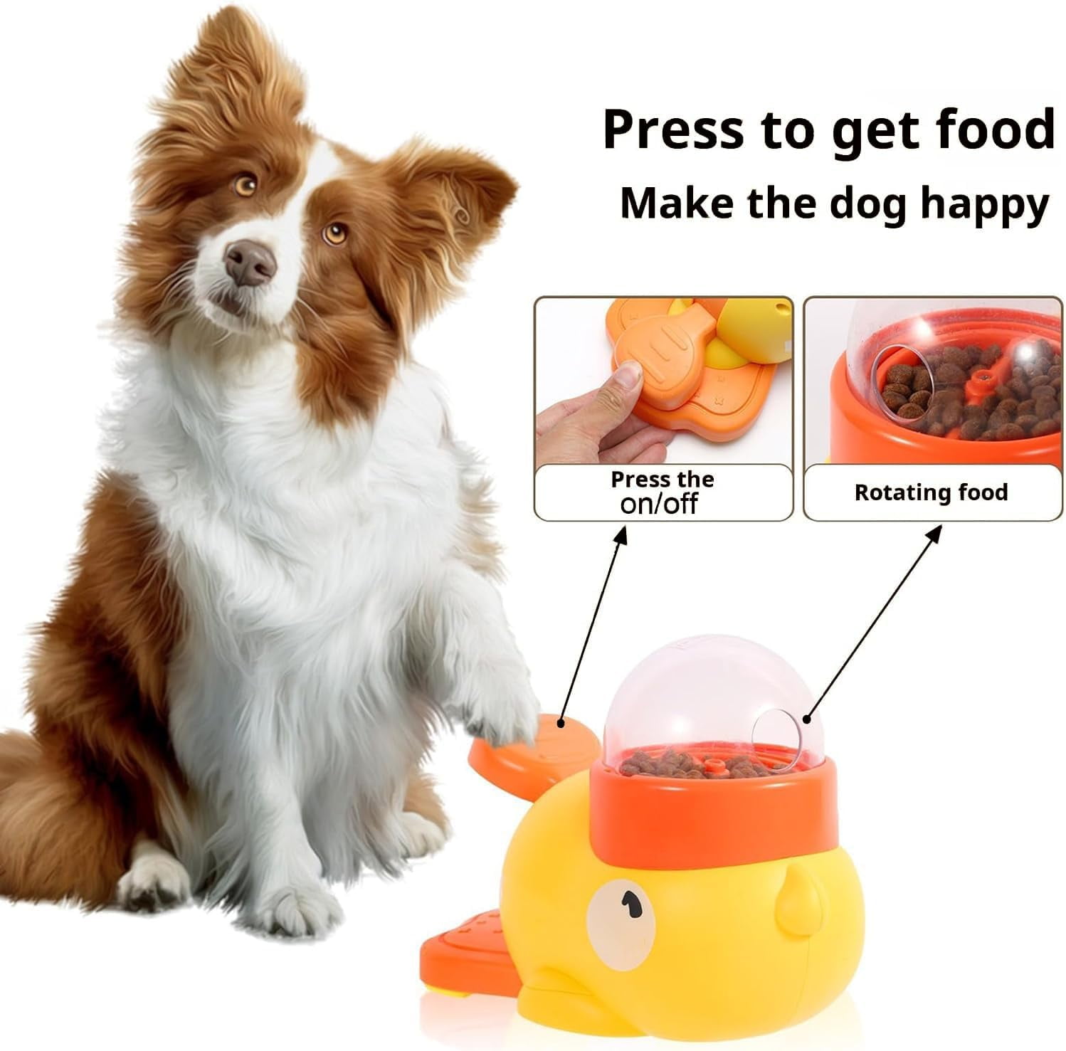 Dog Feeder Puzzle Toy Duck, Duck-Shaped Dog Puzzle Dispenser, 2-in-1 Interactive Cat Slow Feeder Toy Treat, for Small & Medium Pet Anti-Gulping (Yellow)
