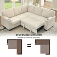 thumbnail image 4 of MOONMISS L-Shaped Sofa with Pull Out Sofa Bed, Sleeper Sofa Couch Bed with Storage Seat, 5 Seat Sectional Sofa Bed with USB, Sectional Sofa Couch for Living Room, Apartment,Beige, 4 of 4