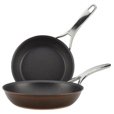 Anolon Nouvelle Copper Luxe 2 Piece Hard-Anodized Nonstick Frying Pan Set, Sable