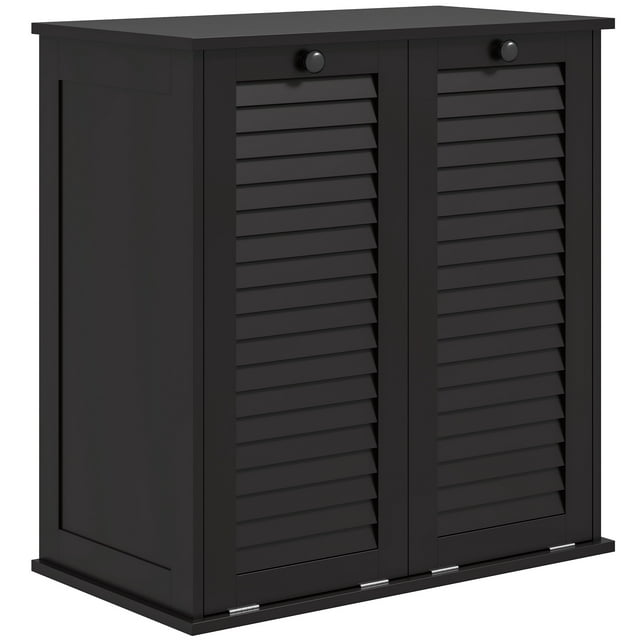 HOMCOM Tilt Out Laundry Hamper Cabinet with 2 Baskets and 2 Doors, Black