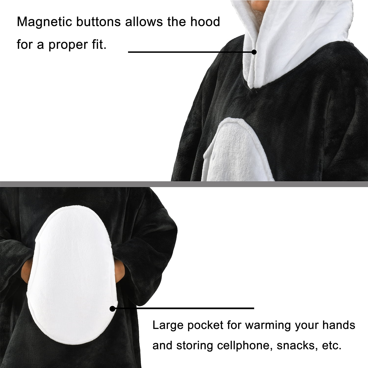 Panda Oversized Sherpa Hoodie Blanket Sweatshirt for Women