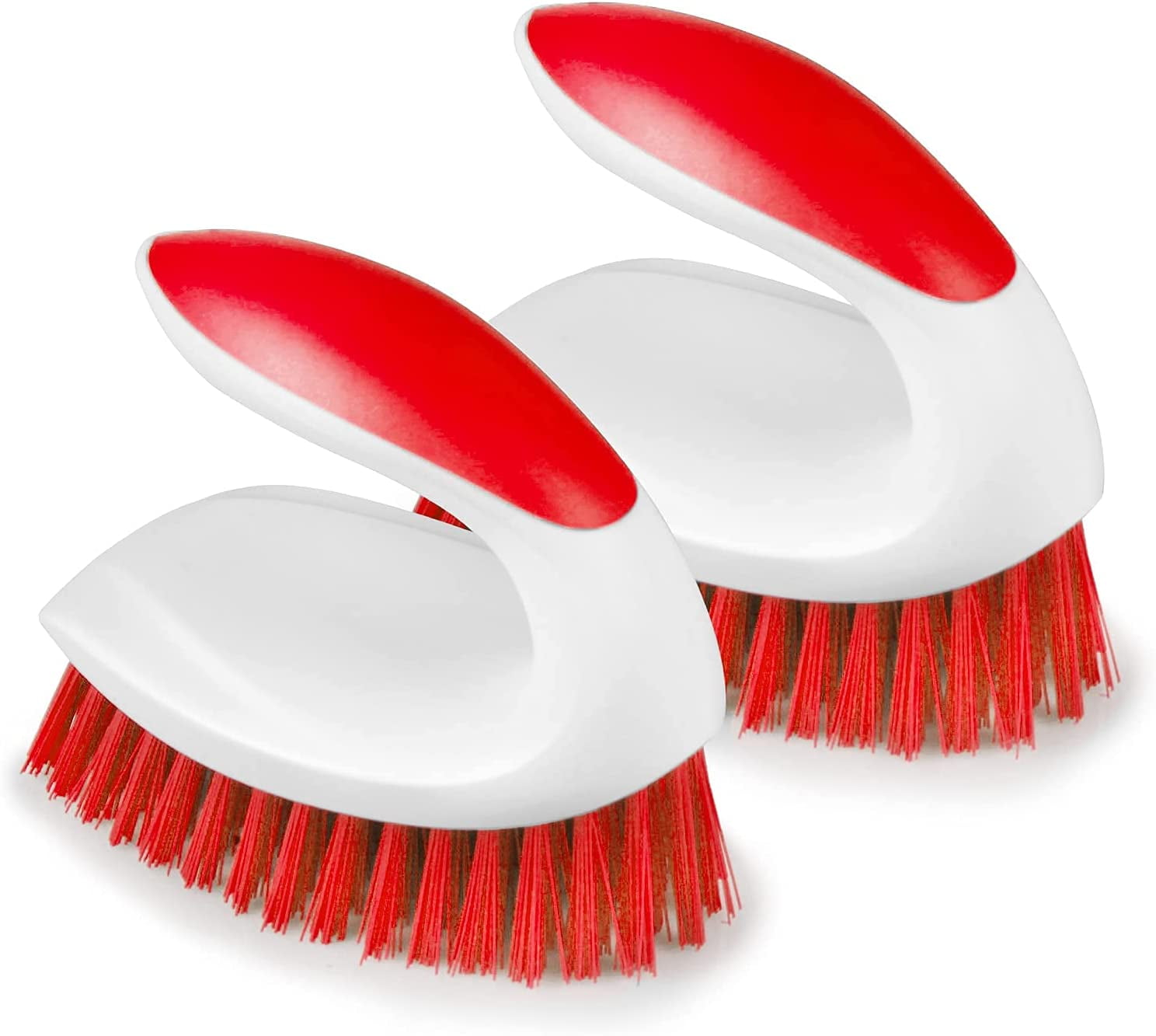 SUPTREE Scrub Brush with Handle for Cleaning 2 Pack Shower Cleaning Brush Bathroom Stiff Bristle Brush Heavy Duty Scrubber