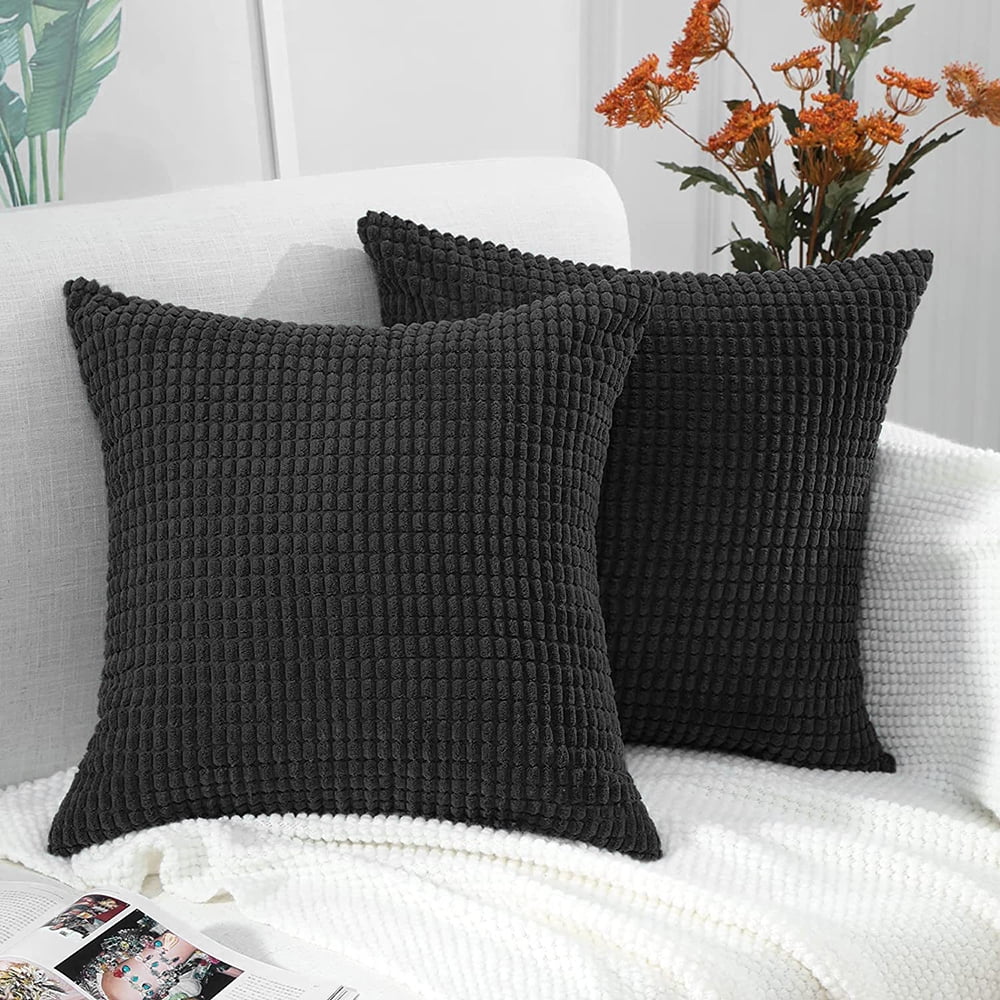 Pack of 2 Corduroy Decorative Throw Pillow Covers 18x18 Inch Soft Boho