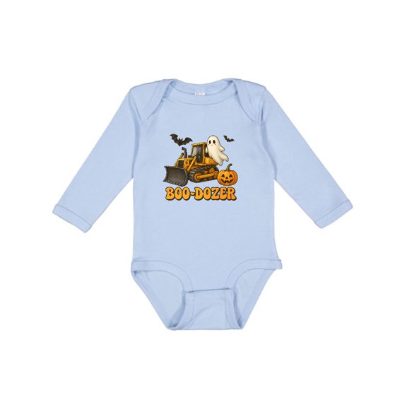 Inktastic Boo-dozer Construction Halloween Bulldozer Boys Long Sleeve Baby Bodysuit